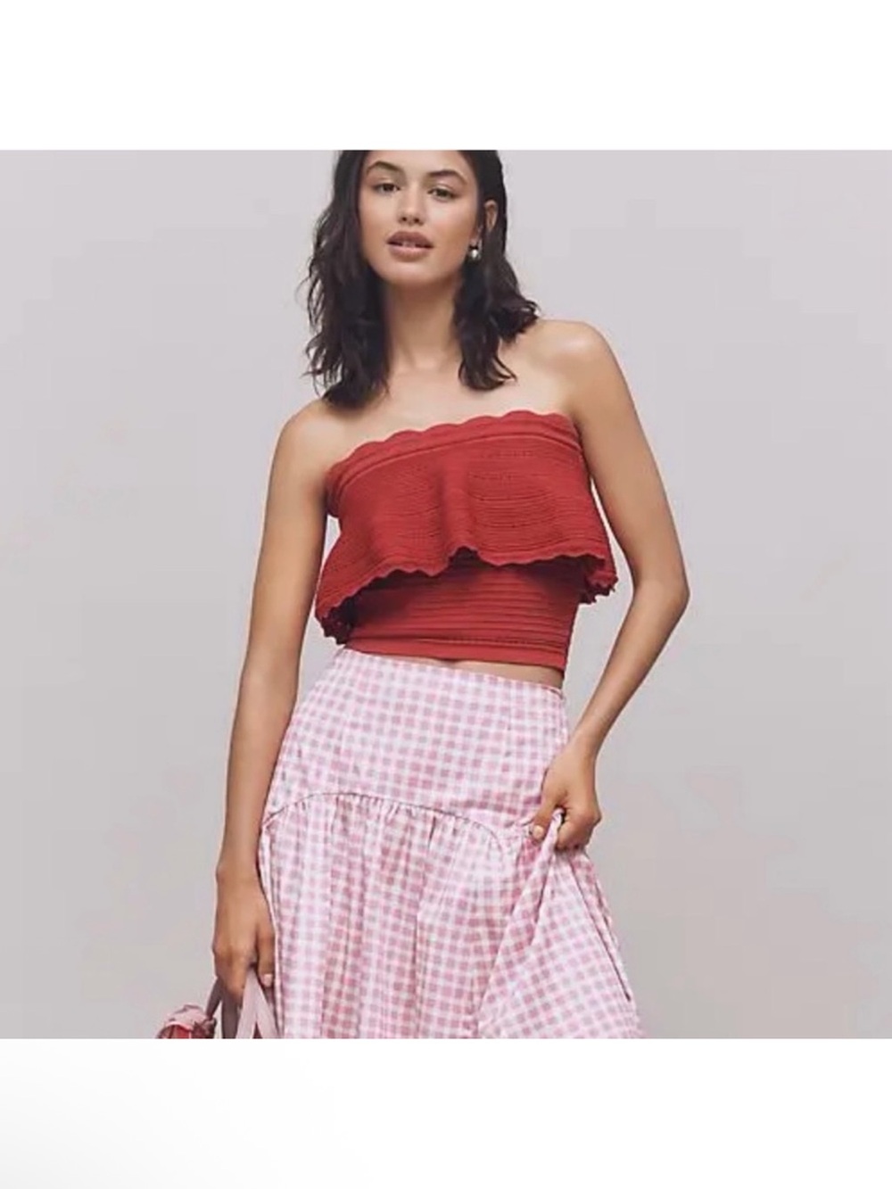 Anthropologie knit ruffle tub top- teaberry - Picture 1 of 10